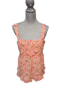 Loft Women's Size 10 NWT Orange Multi Color Parrots Tank Top NWT